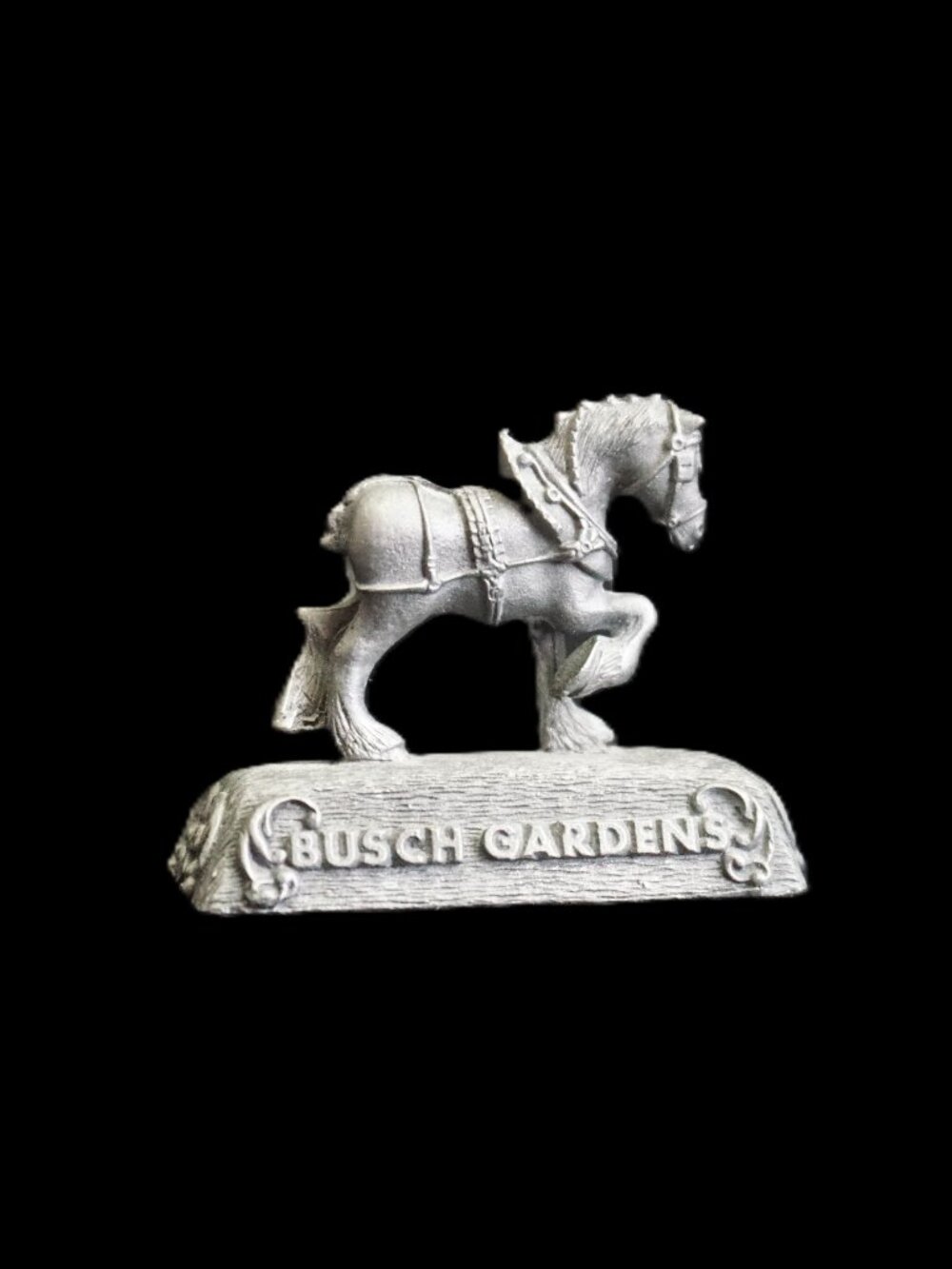 Vintage Budweiser Clydesdale Horse Cast Miniature Pewter Figure